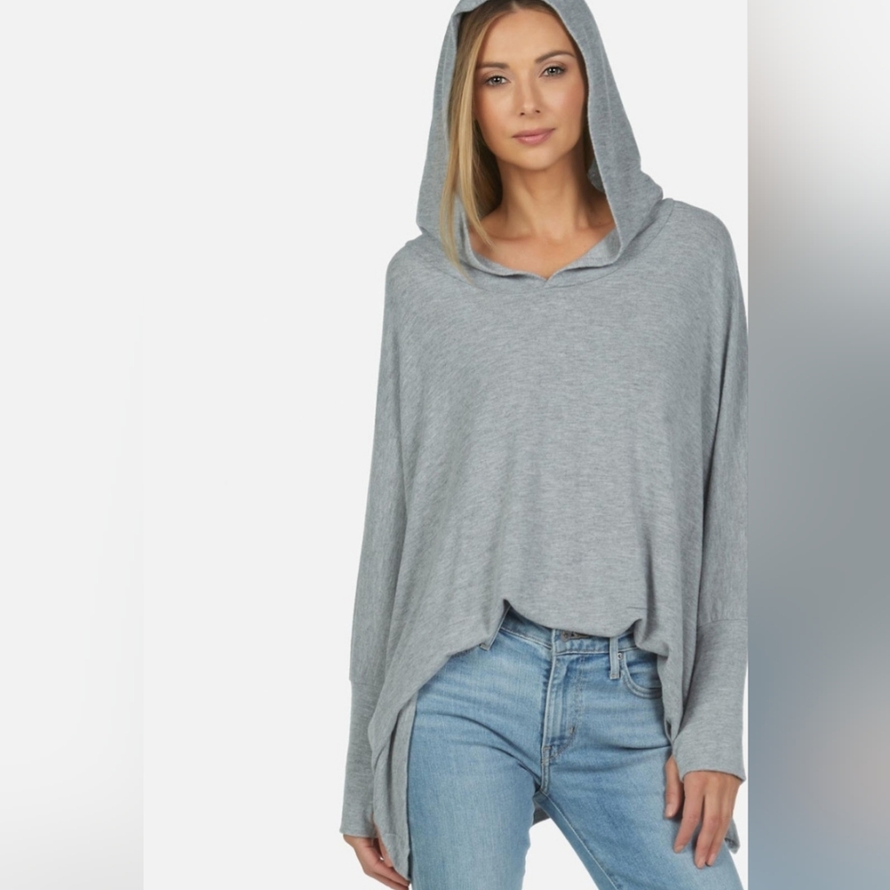 Michael LAUREN Gray Heather Hoodie Lightweight Pullover YOGA THUMB HOLES M/L
